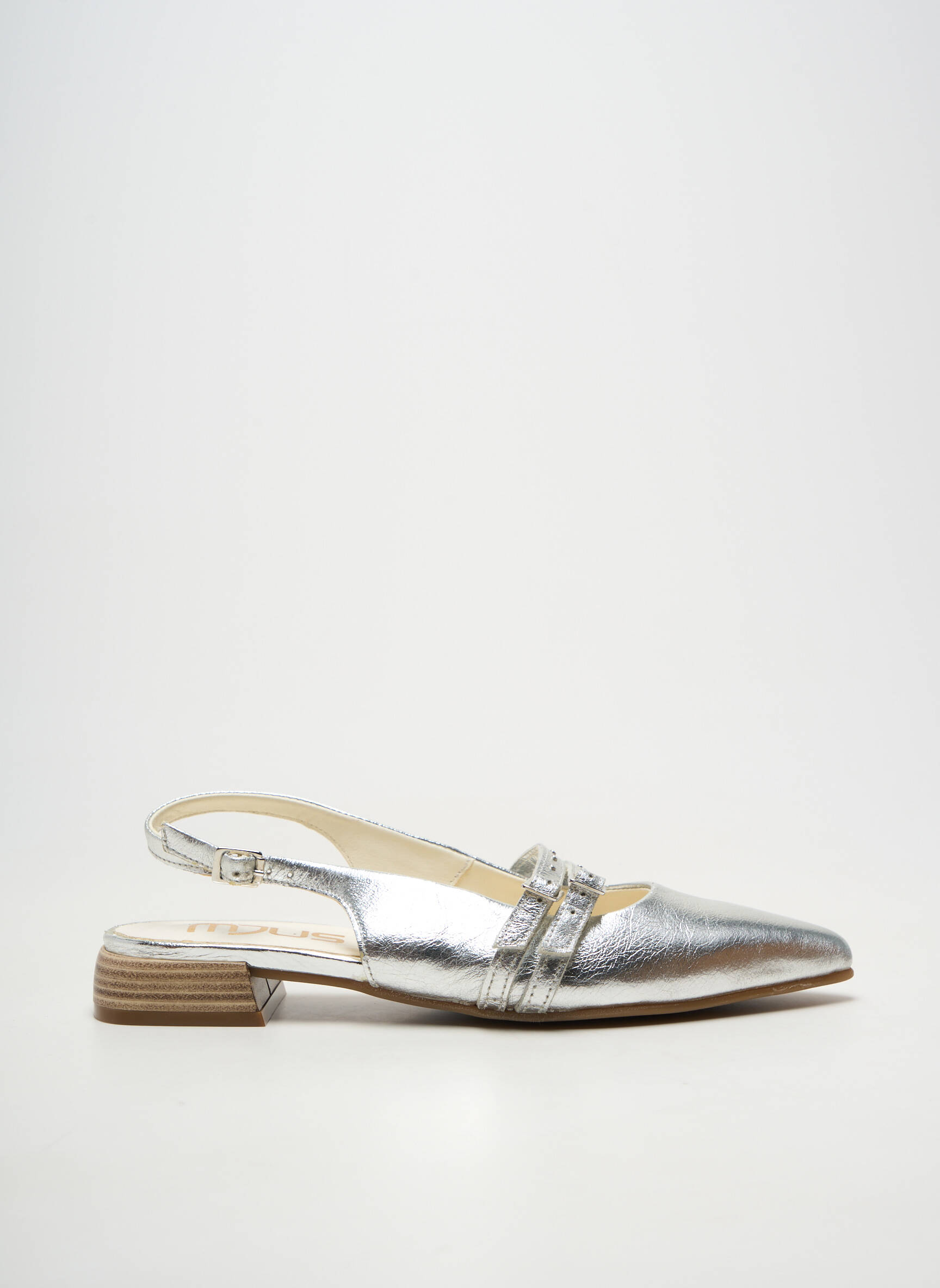 Ballerines matière lisse talon plat jusqu'à 3cm argent MJUS femme