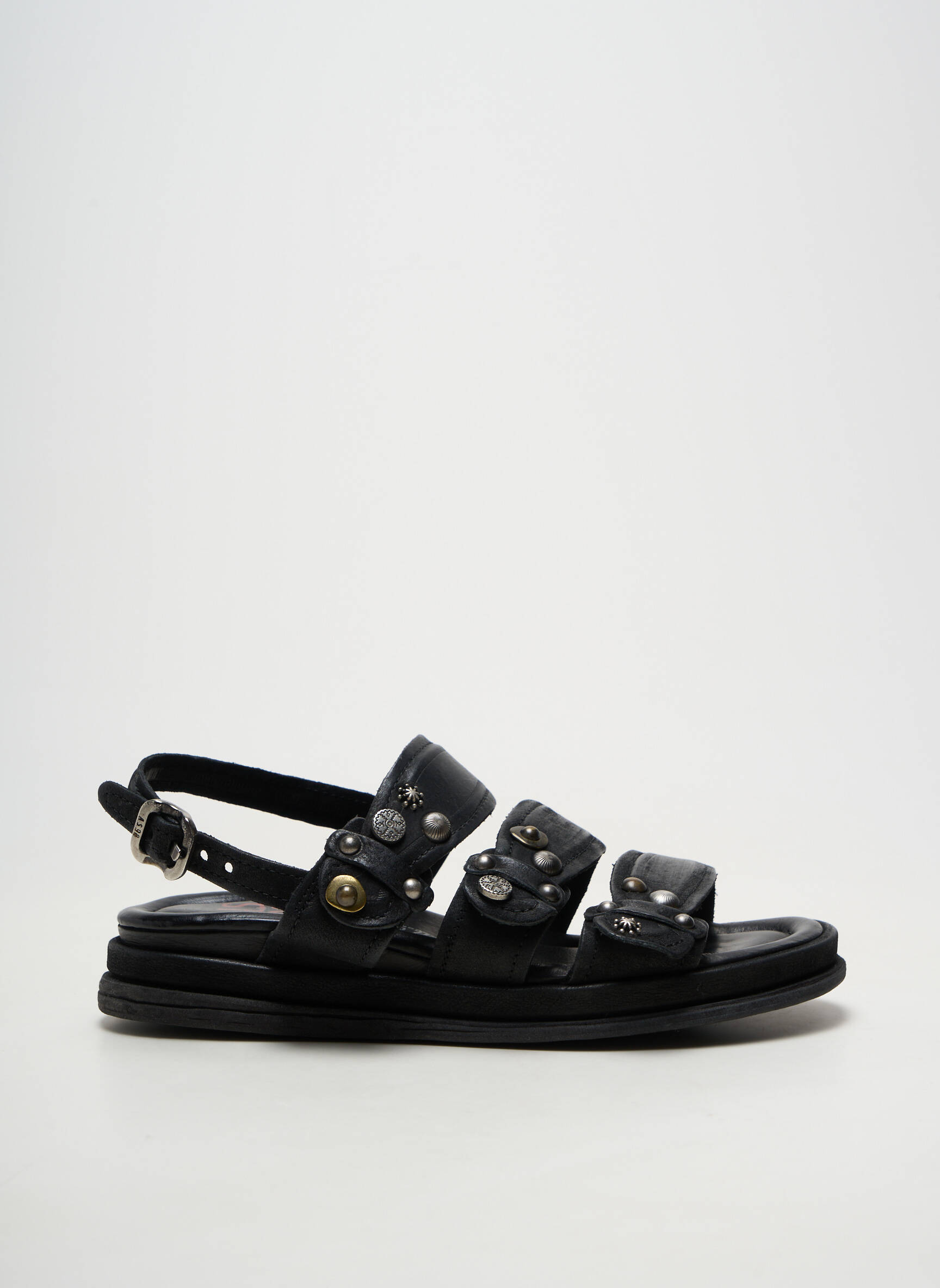 Sandales/nu pieds matière lisse talon plat jusqu'à 3cm noir A.S.98 femme