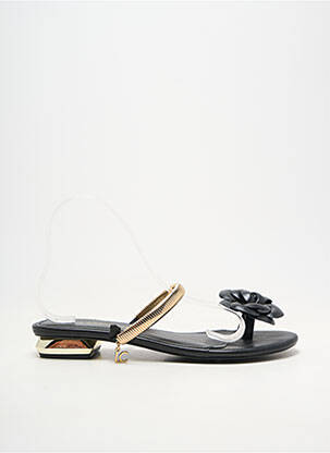 Tongs matière lisse talon plat jusqu'à 3cm noir LOLA CASADEMUNT femme