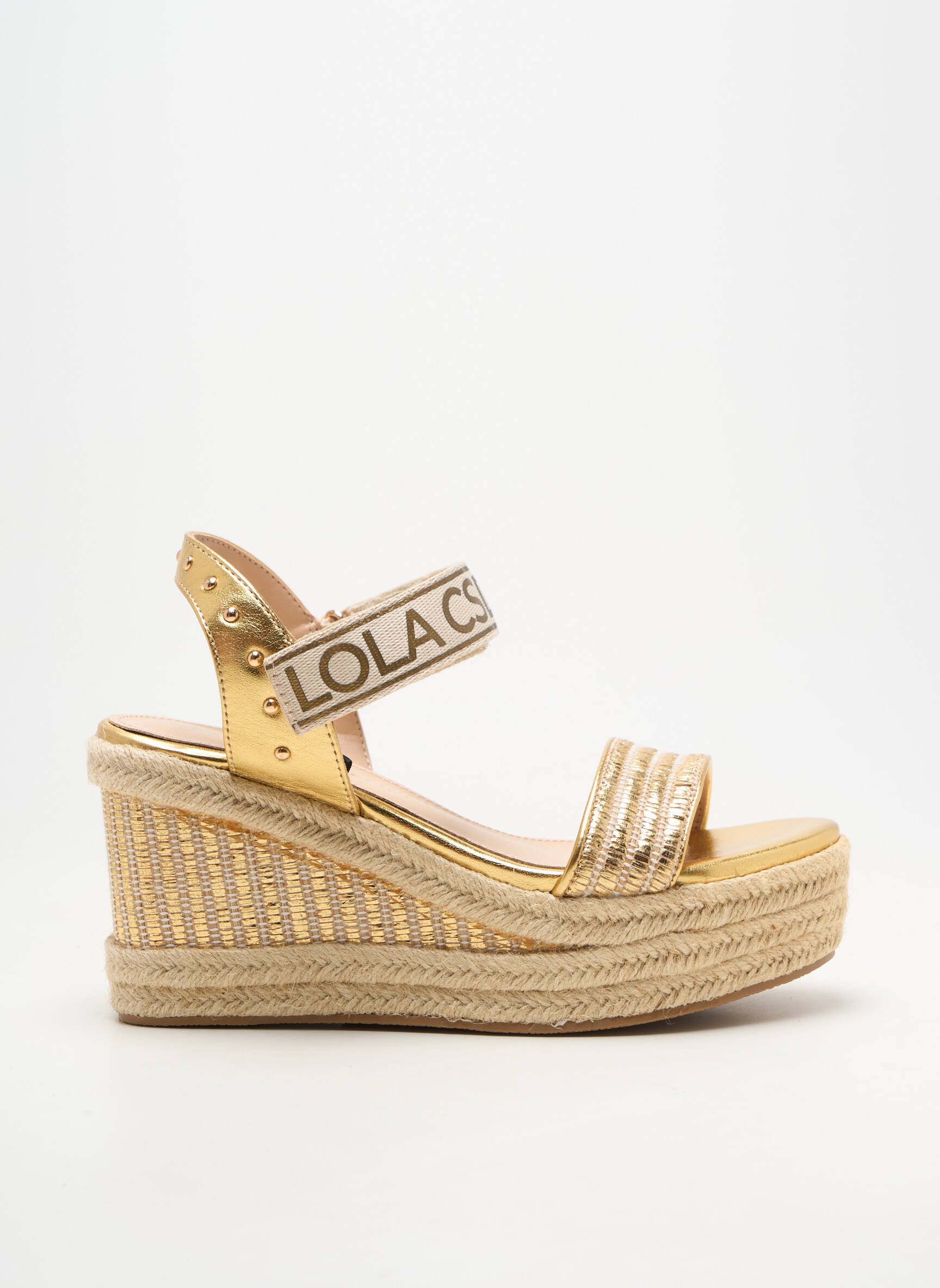 Sandales/nu pieds matière lisse talon de 7 à 9cm or LOLA CASADEMUNT femme