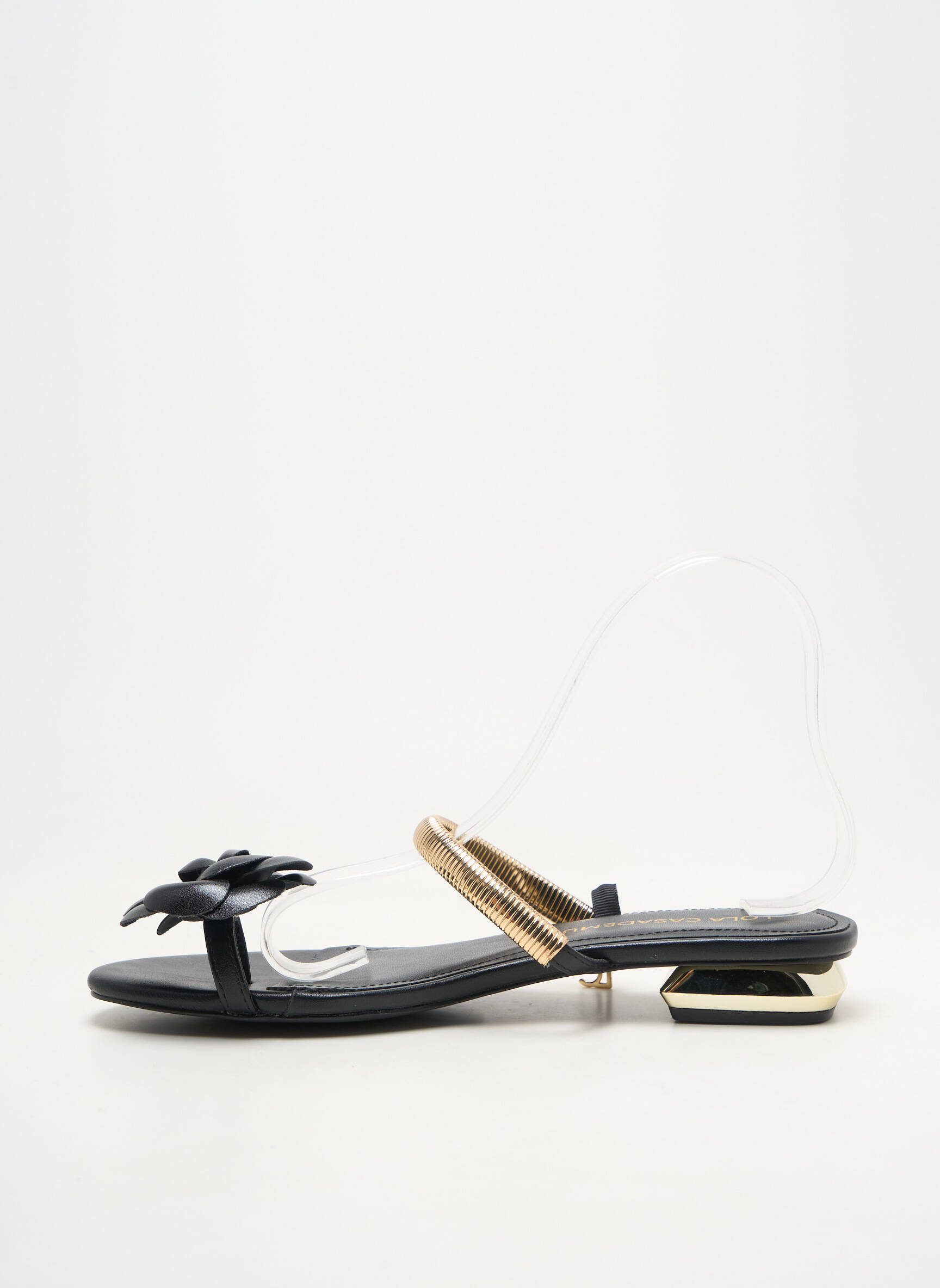 Tongs matière lisse talon plat jusqu'à 3cm noir LOLA CASADEMUNT femme