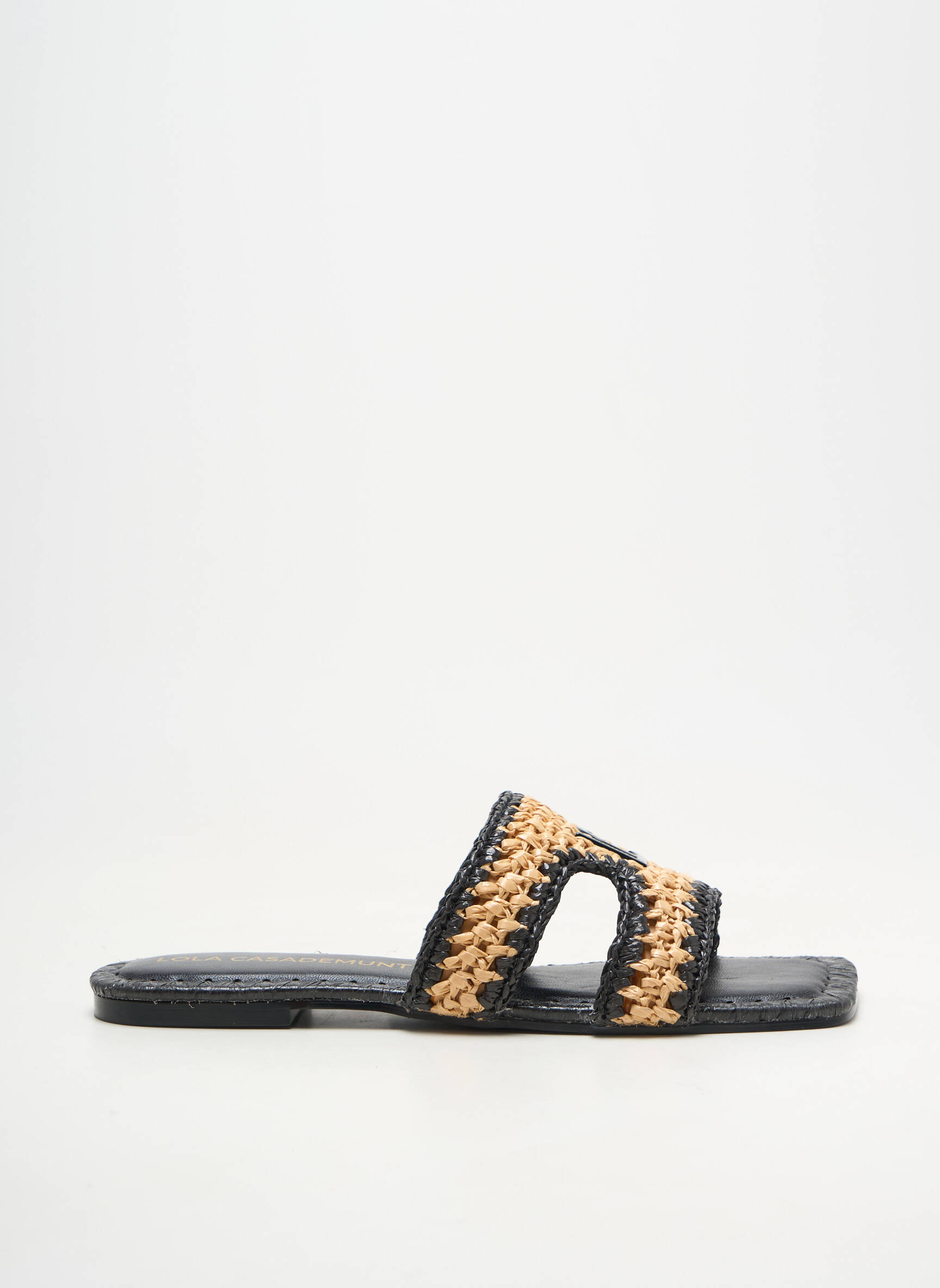 Mules/sabots tissage tressé talon plat jusqu'à 3cm noir LOLA CASADEMUNT femme