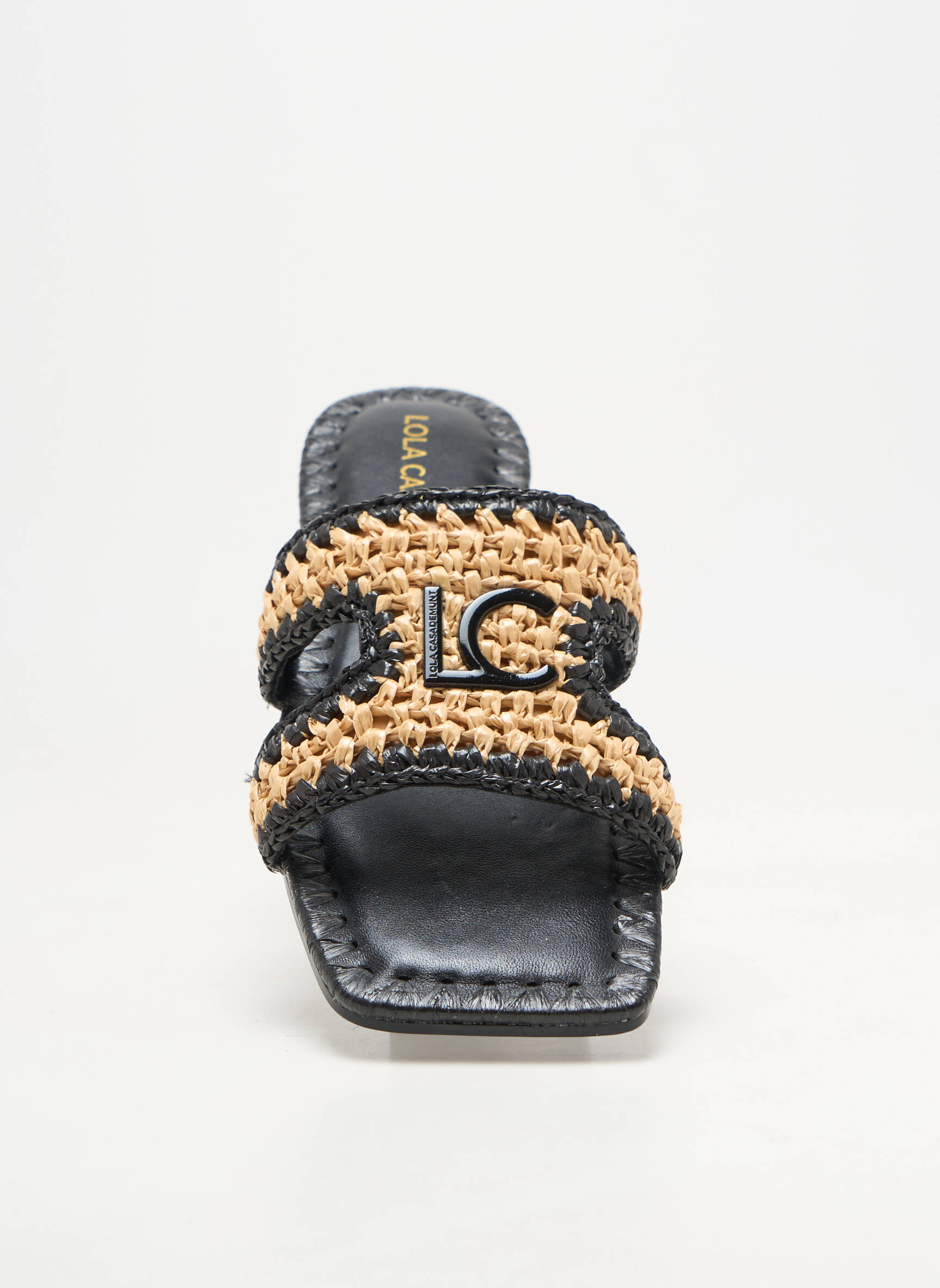 Mules/sabots tissage tressé talon plat jusqu'à 3cm noir LOLA CASADEMUNT femme