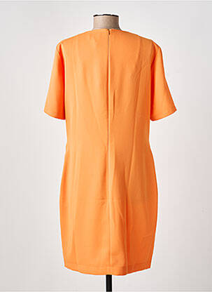 Robe mi-longue tissage crêpe manches courtes orange EVA KAYAN femme