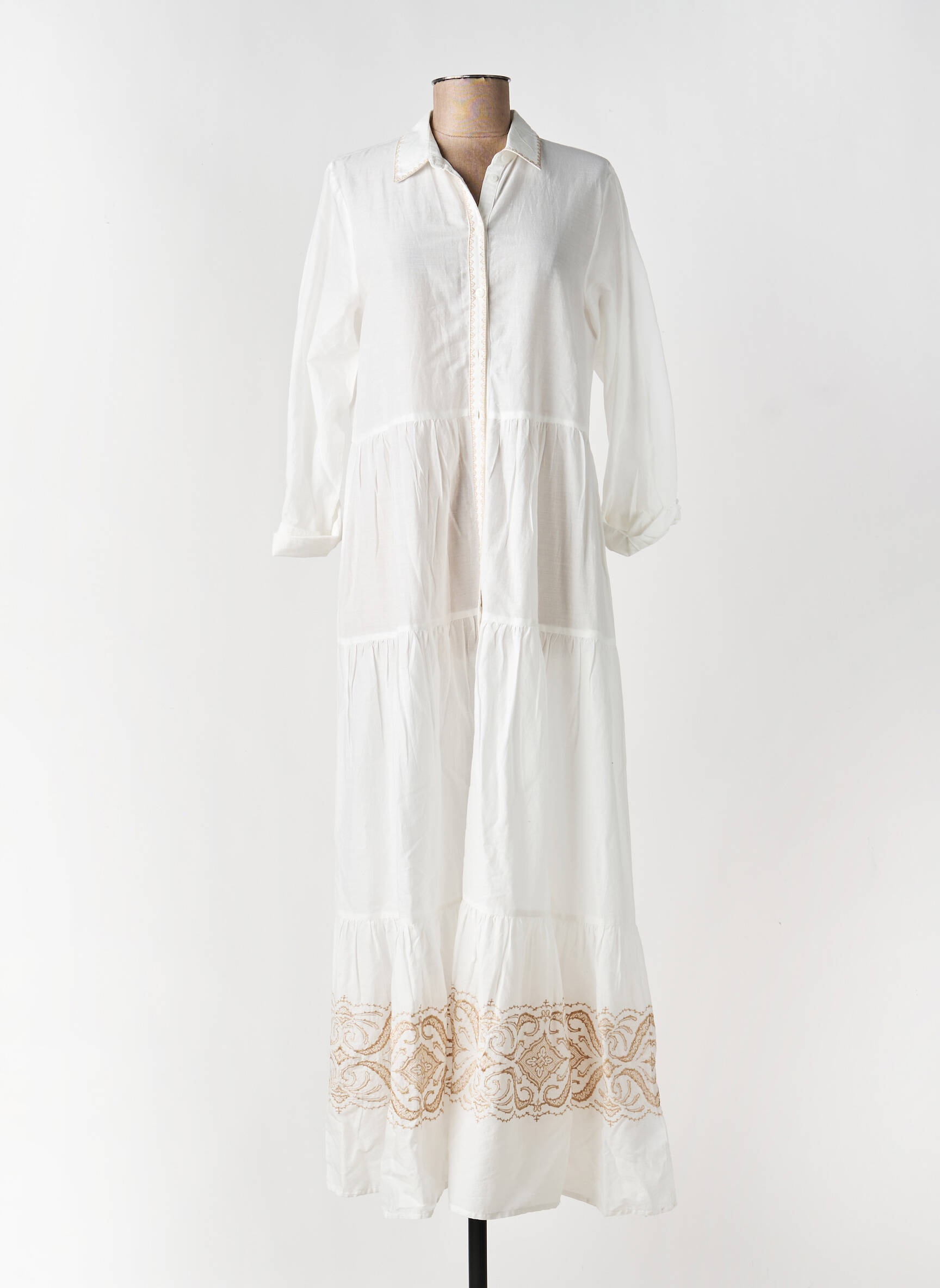 Robe longue manches longues manches longues blanc GAUDI femme