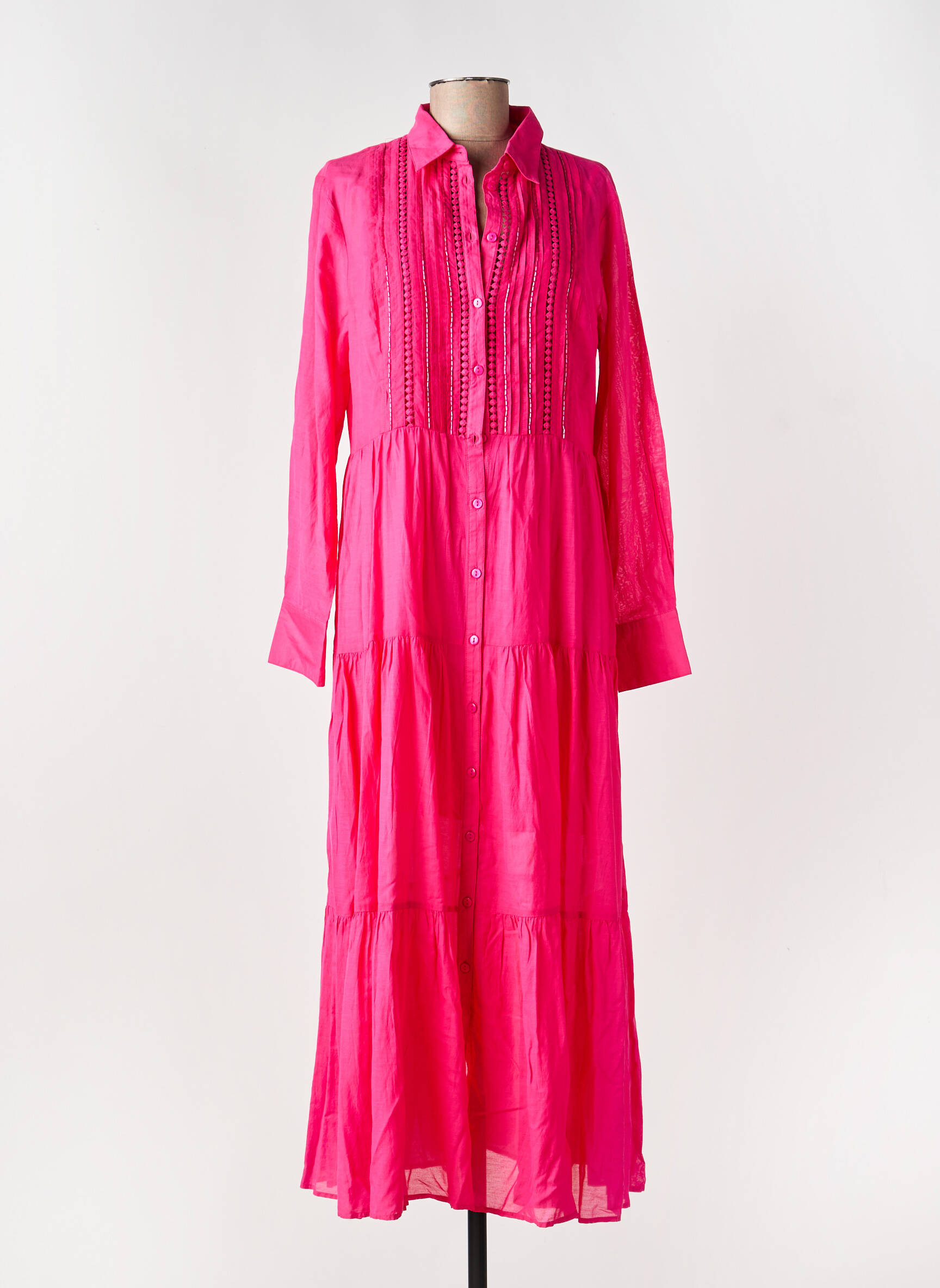 Robe longue manches longues manches longues rose GAUDI femme