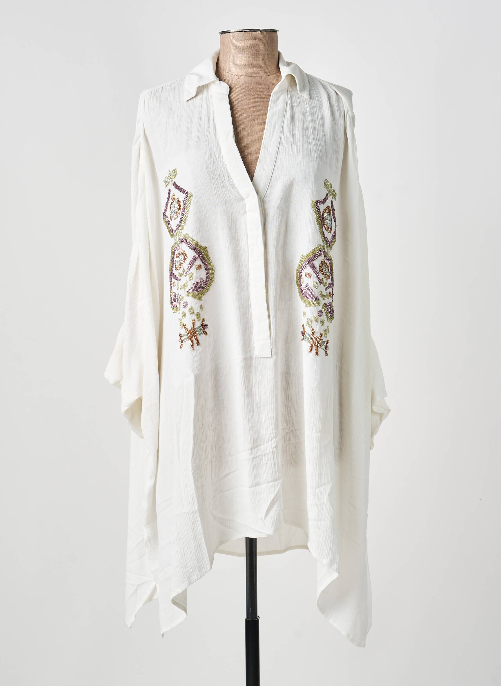 Tunique manches longues légère et transparente blanc LOLA CASADEMUNT femme