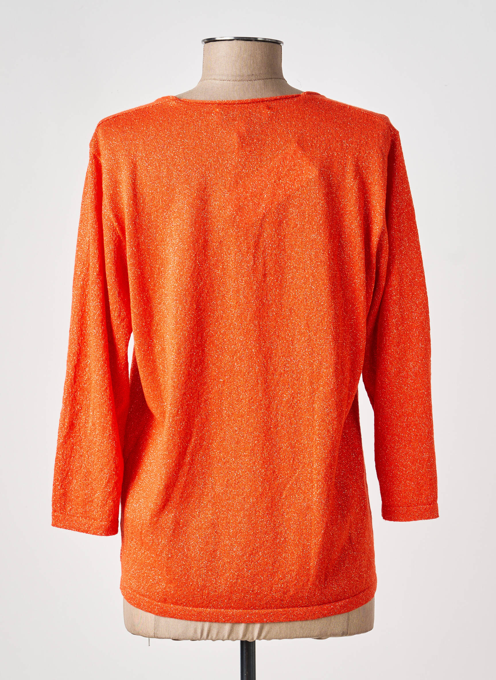 Pull coupe cintrée manches 3/4 orange EVA KAYAN femme