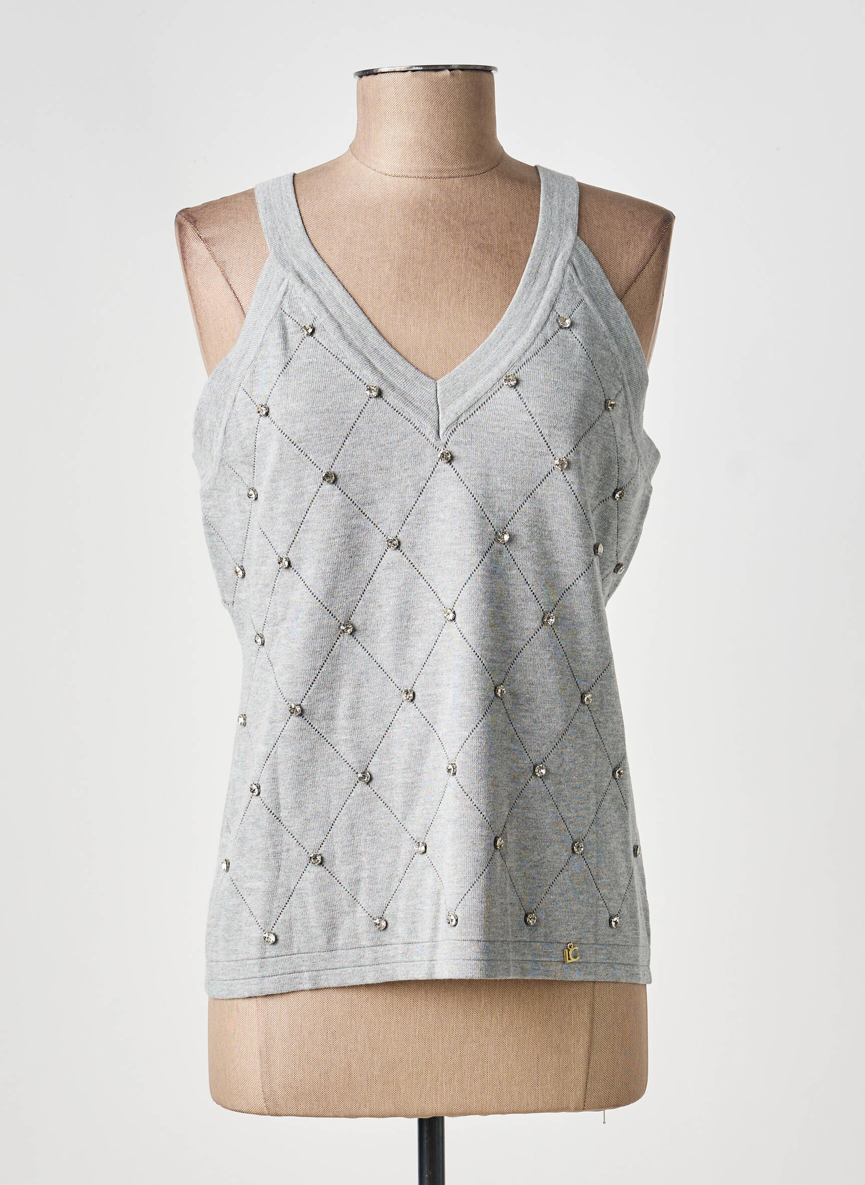 Top stretch sans manche gris LOLA CASADEMUNT femme