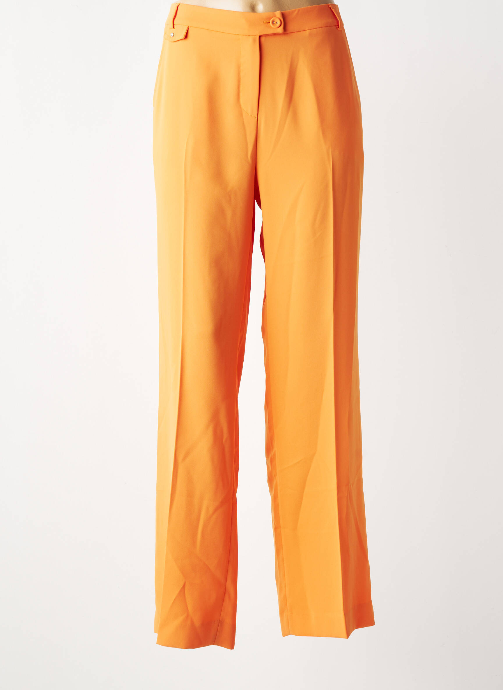 Pantalon droit tissage crêpe taille haute orange EVA KAYAN femme