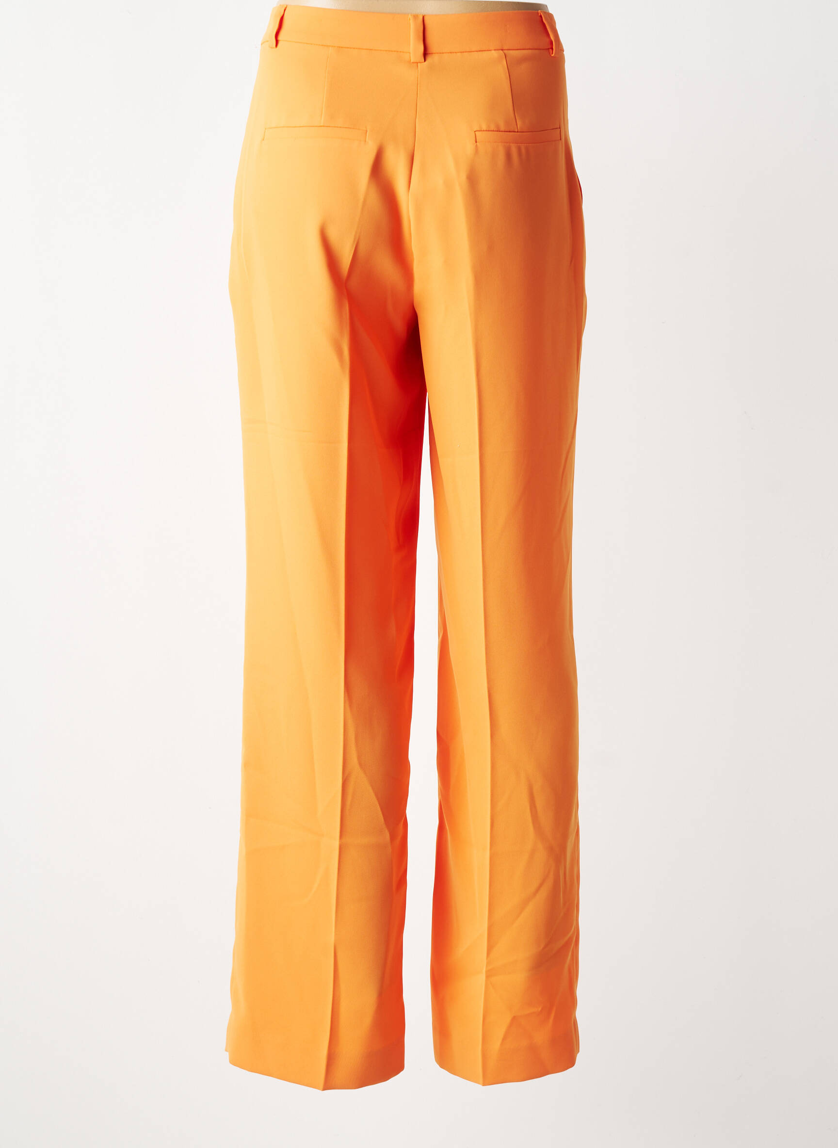 Pantalon droit tissage crêpe taille haute orange EVA KAYAN femme