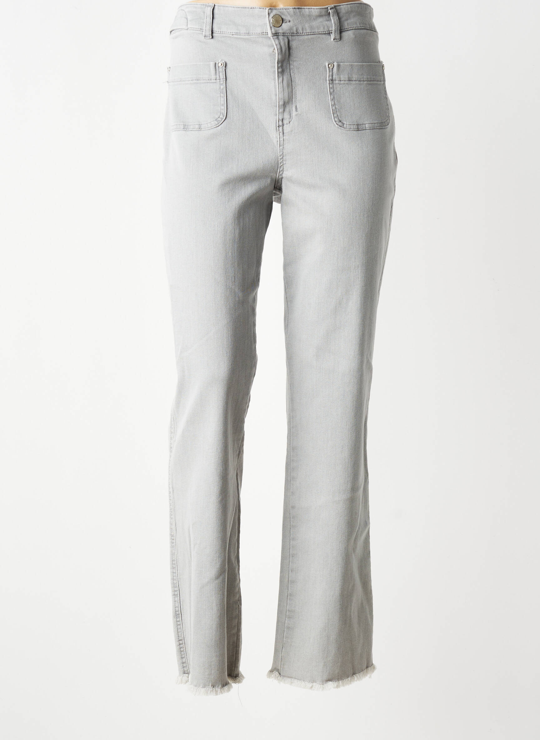 Jeans coupe droite taille haute taille haute gris EVA KAYAN femme