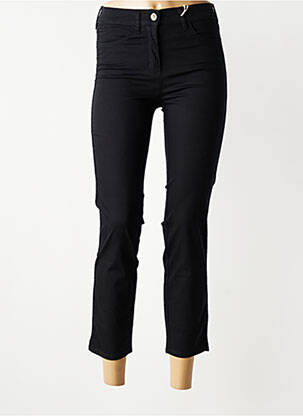 Pantalon 7/8 tissage popeline taille normale noir TONI femme