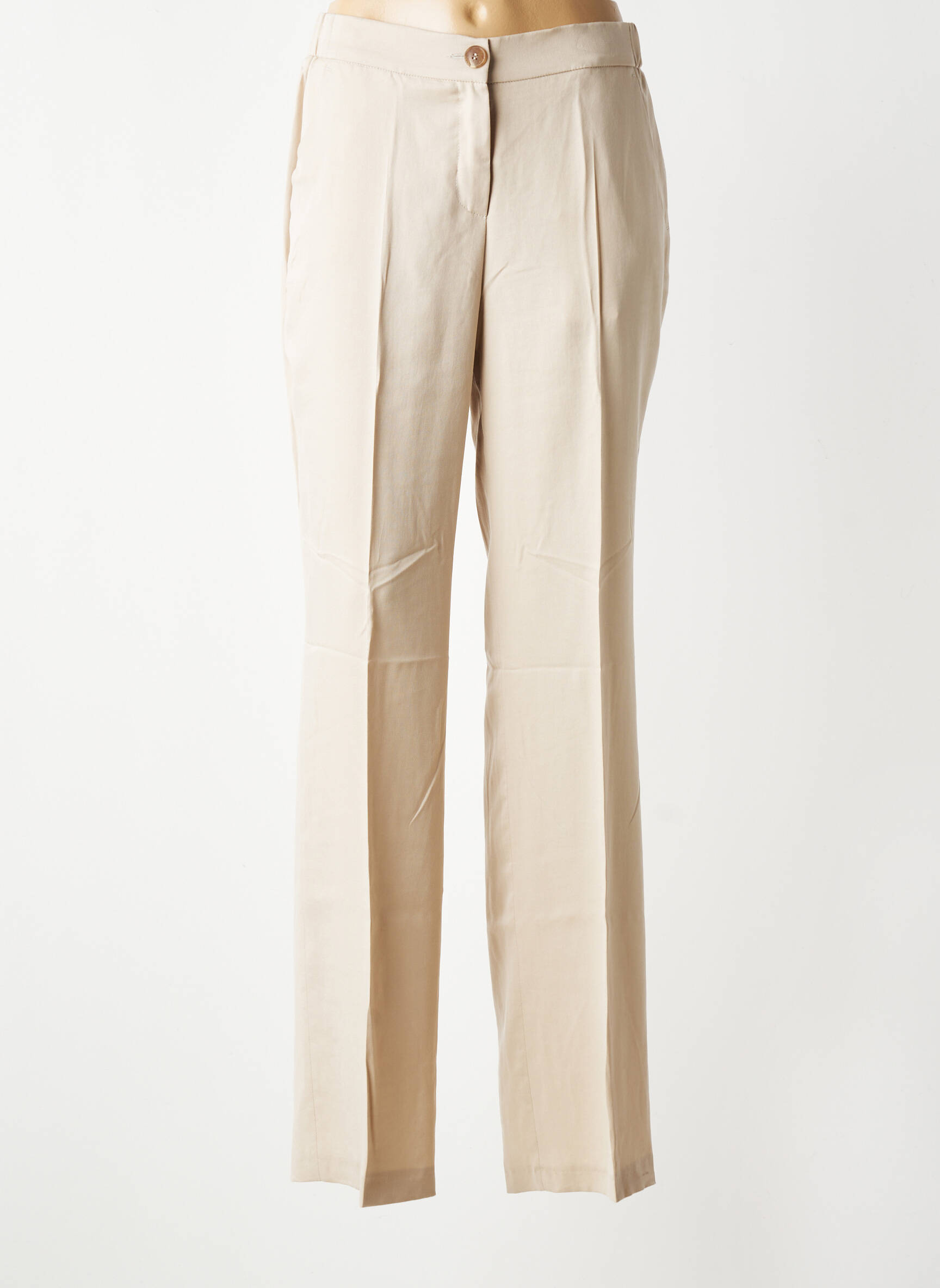 Pantalon droit tissage popeline taille normale beige TONI femme