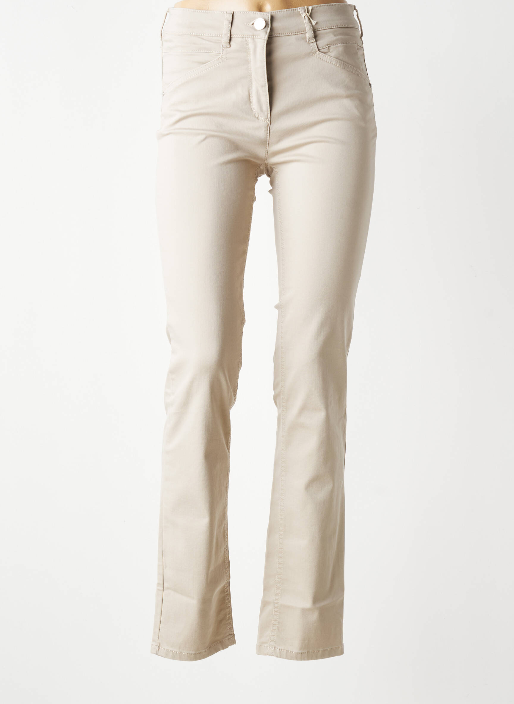 Jeans coupe slim taille haute taille haute beige TONI femme