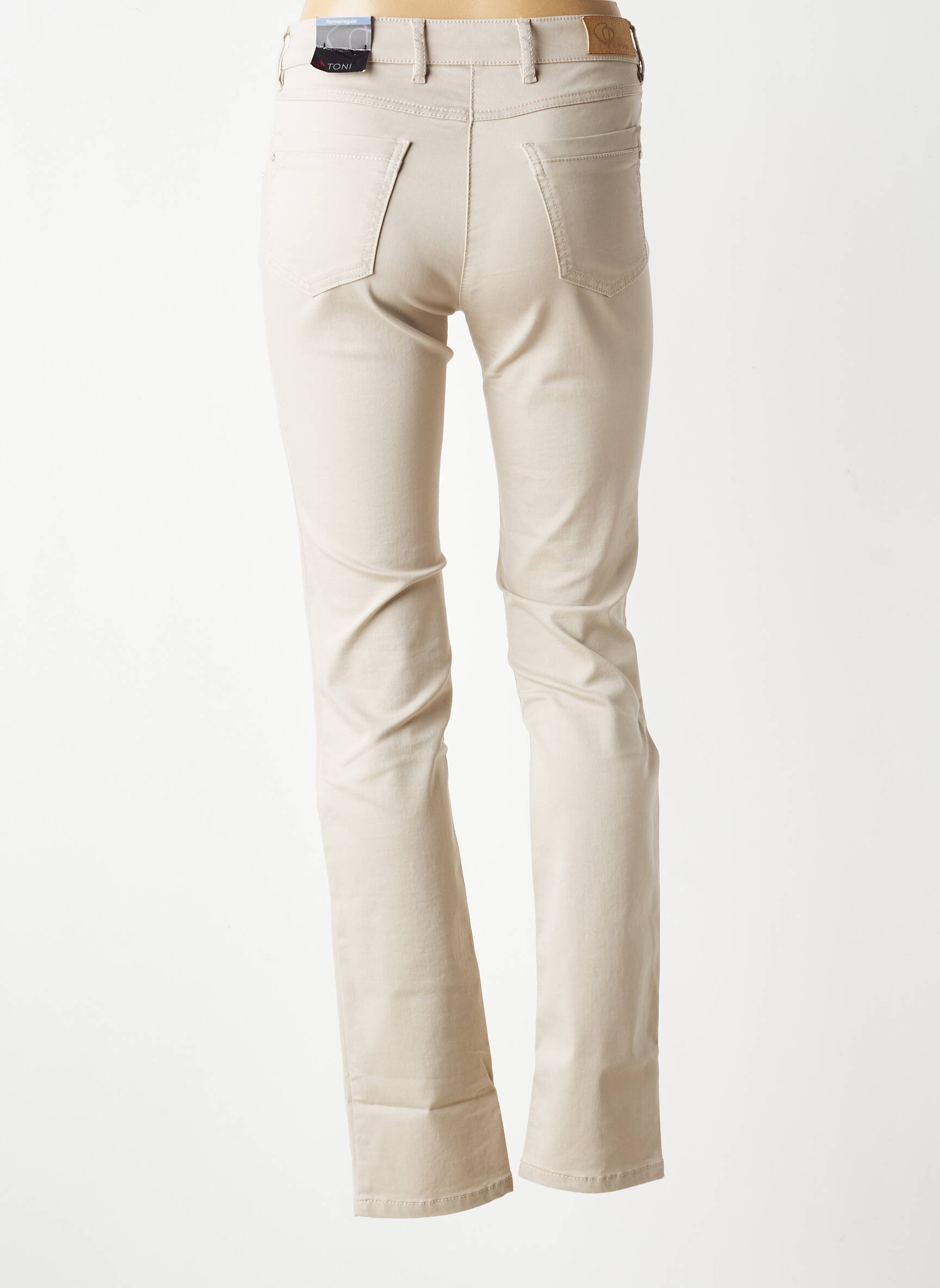 Jeans coupe slim taille haute taille haute beige TONI femme