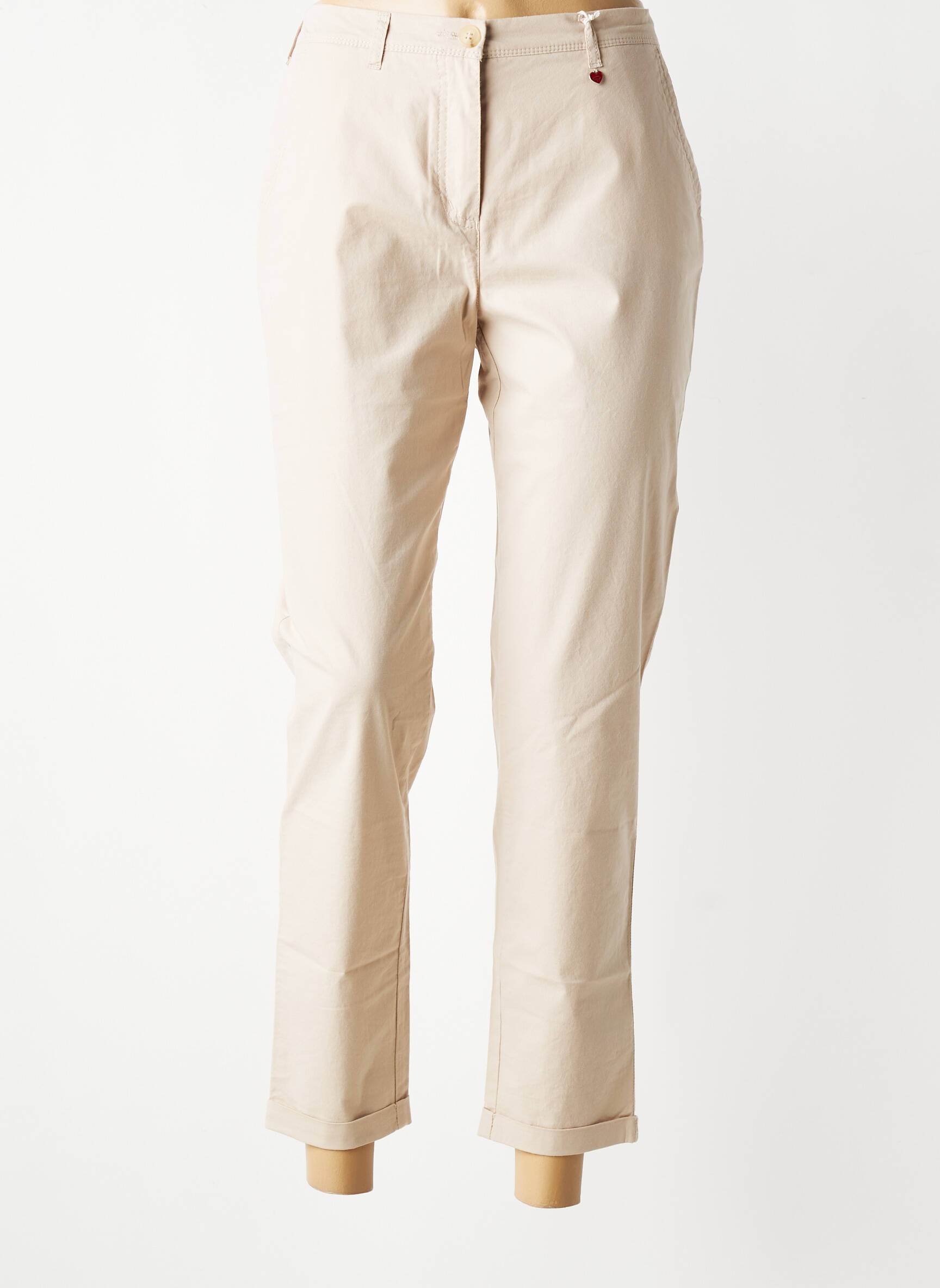 Pantalon 7/8 taille élastique taille normale beige TONI femme