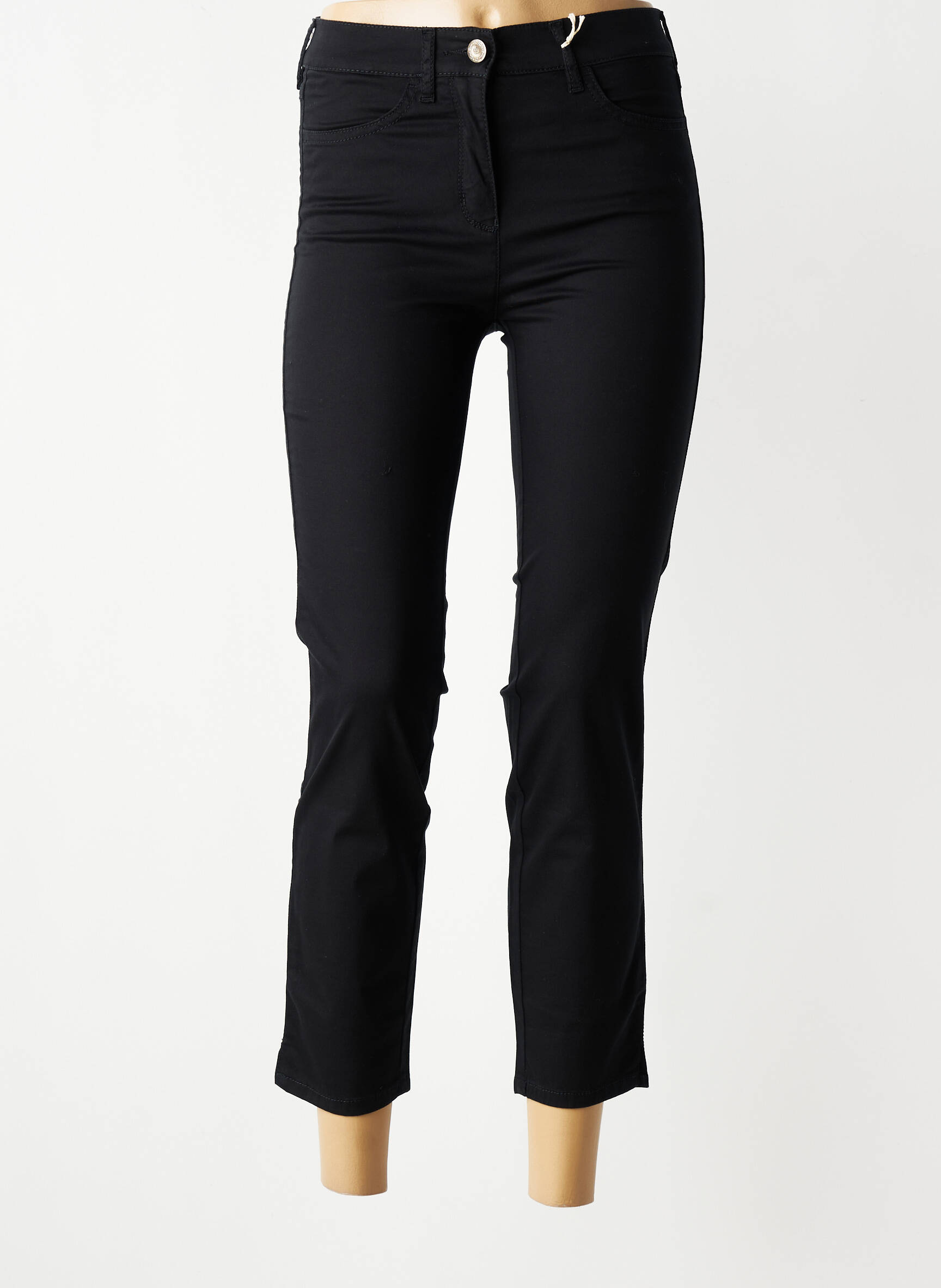 Pantalon 7/8 tissage popeline taille normale noir TONI femme