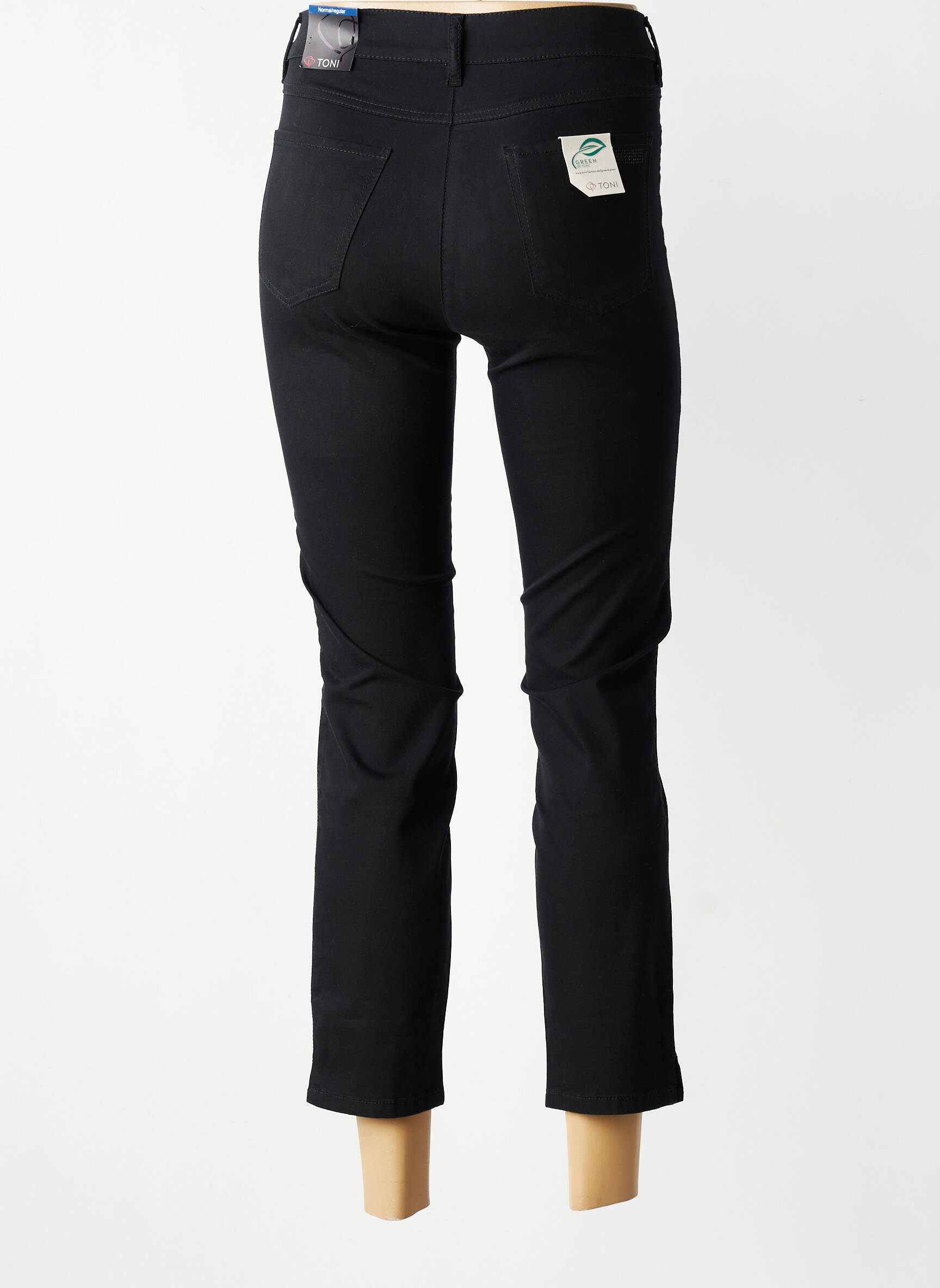 Pantalon 7/8 tissage popeline taille normale noir TONI femme