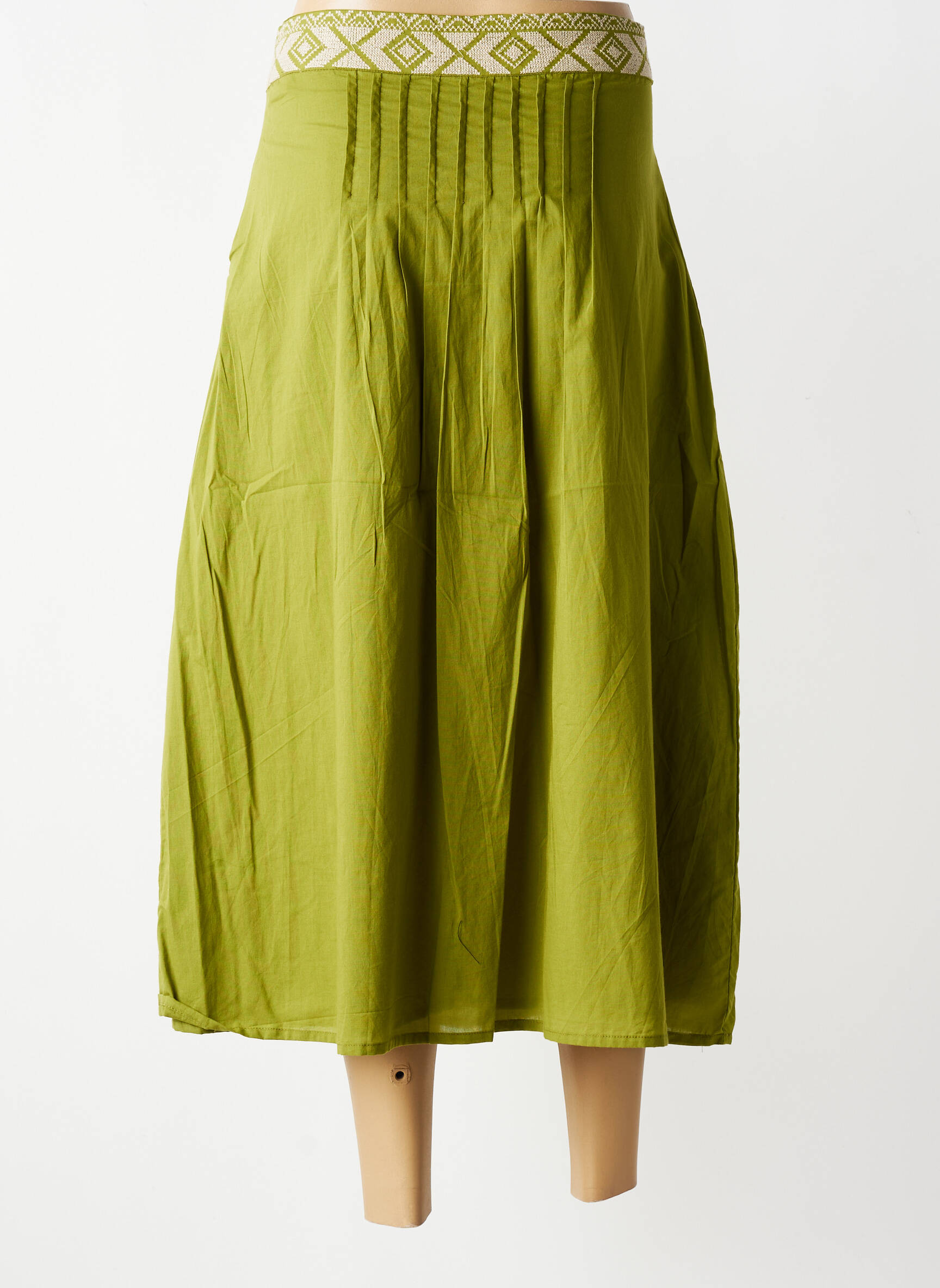 Jupe longue fermeture zip latéral vert MD'M femme