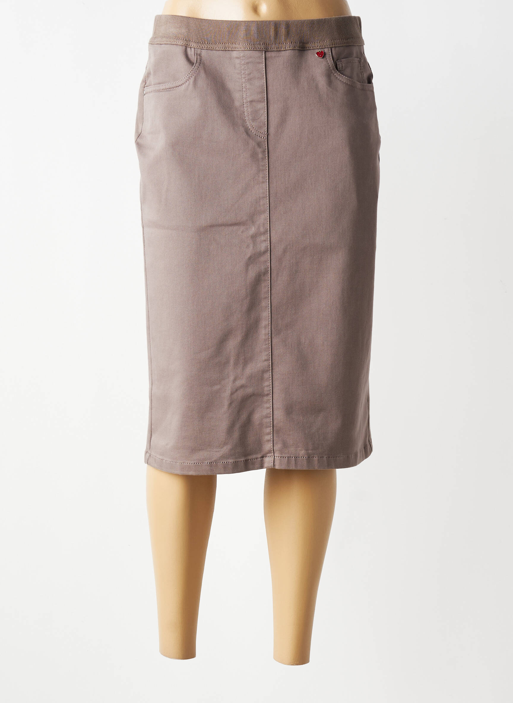 Jupe mi-longue coupe droite marron TONI femme