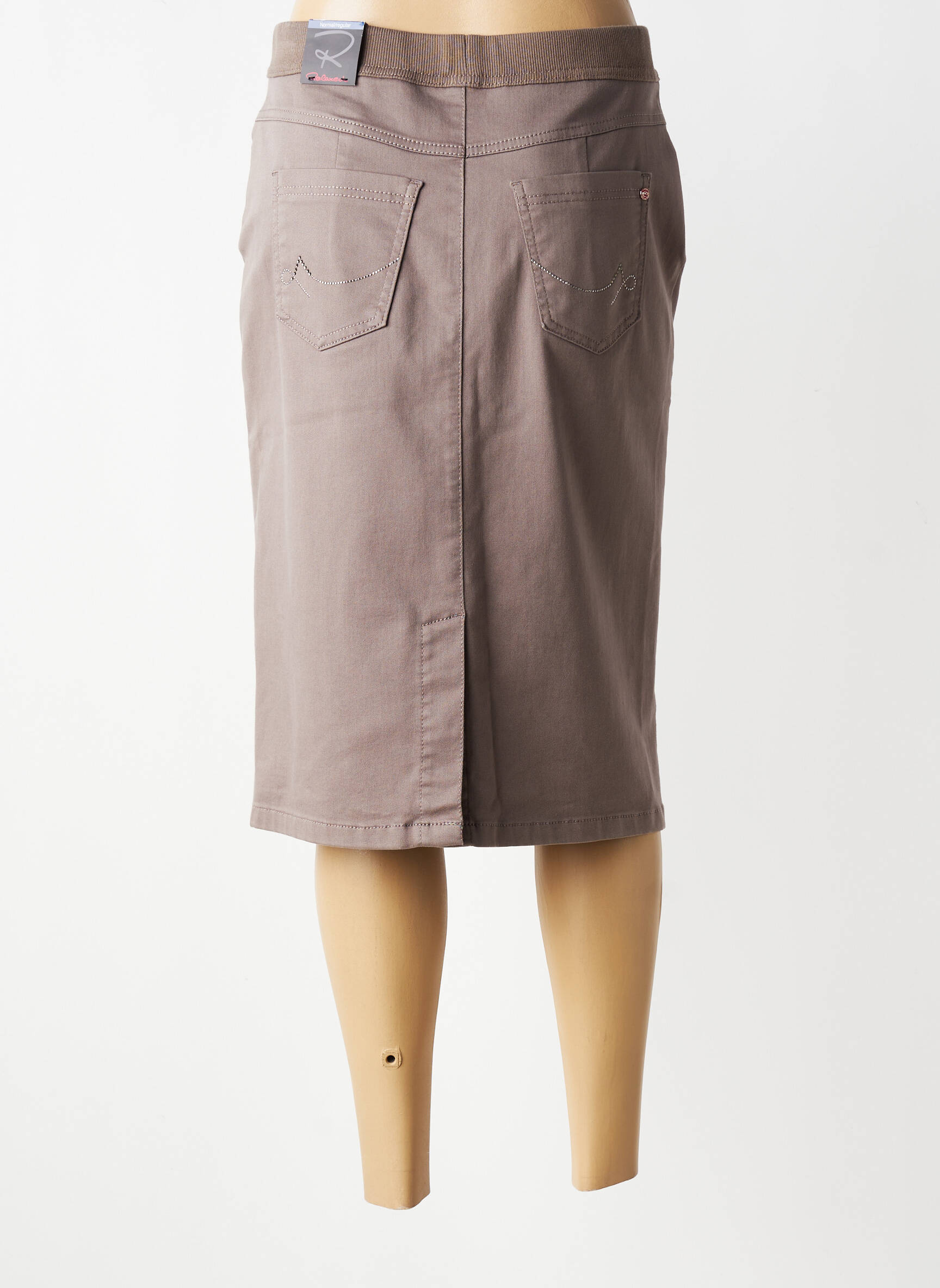Jupe mi-longue coupe droite marron TONI femme