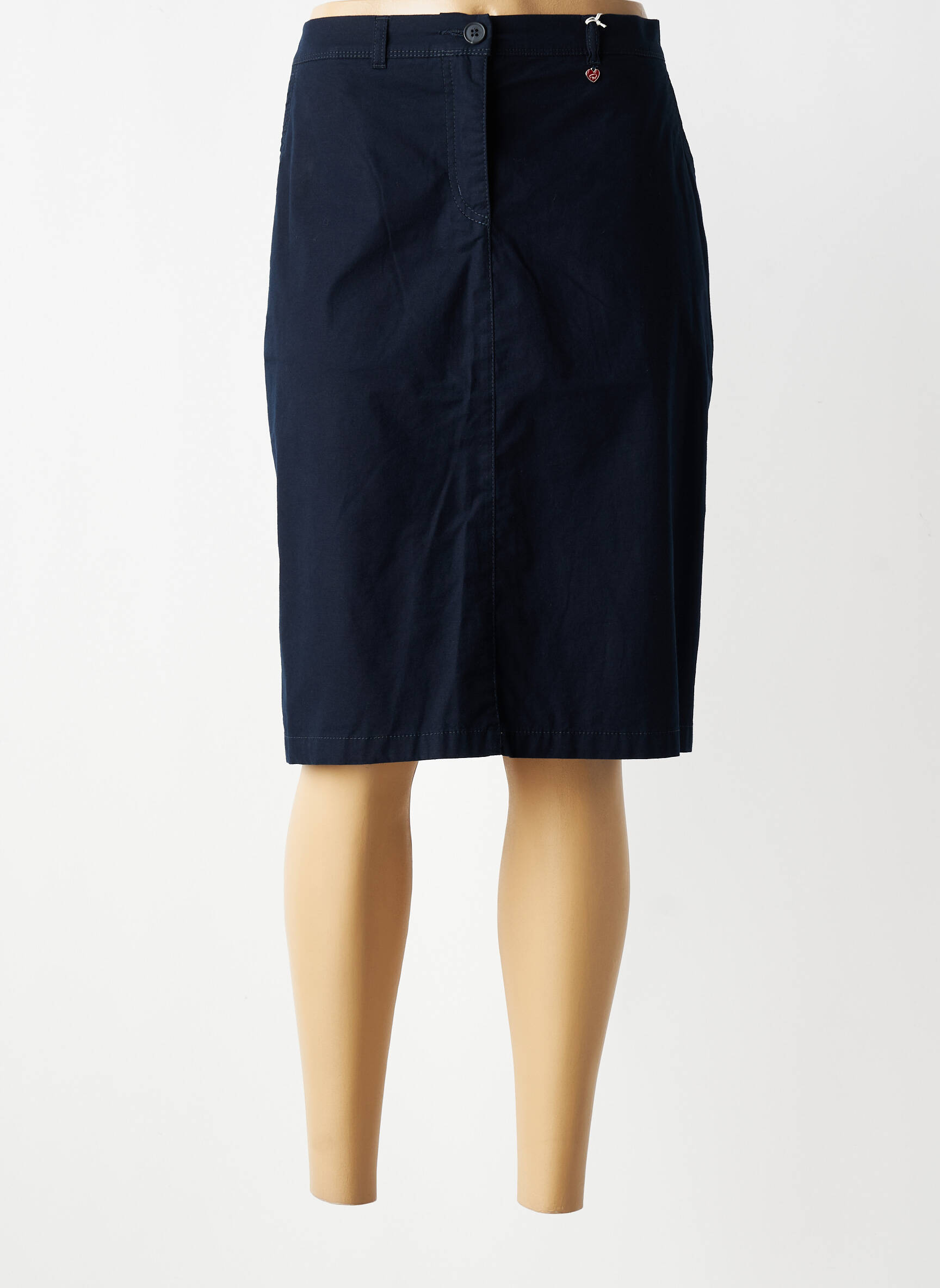 Jupe mi-longue coupe droite bleu TONI femme