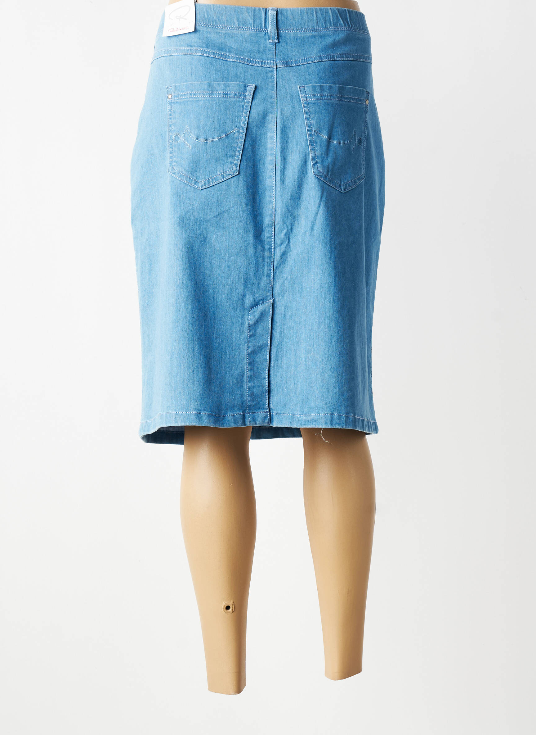 Jupe mi-longue stretch bleu TONI femme