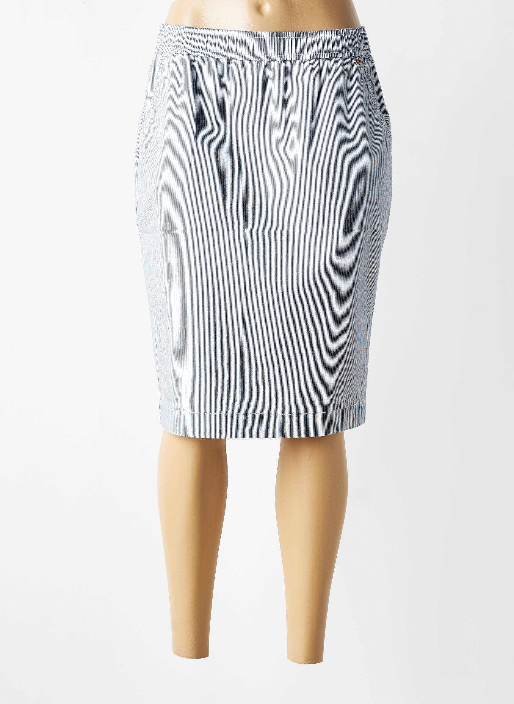 Jupe mi-longue coupe droite bleu TONI femme