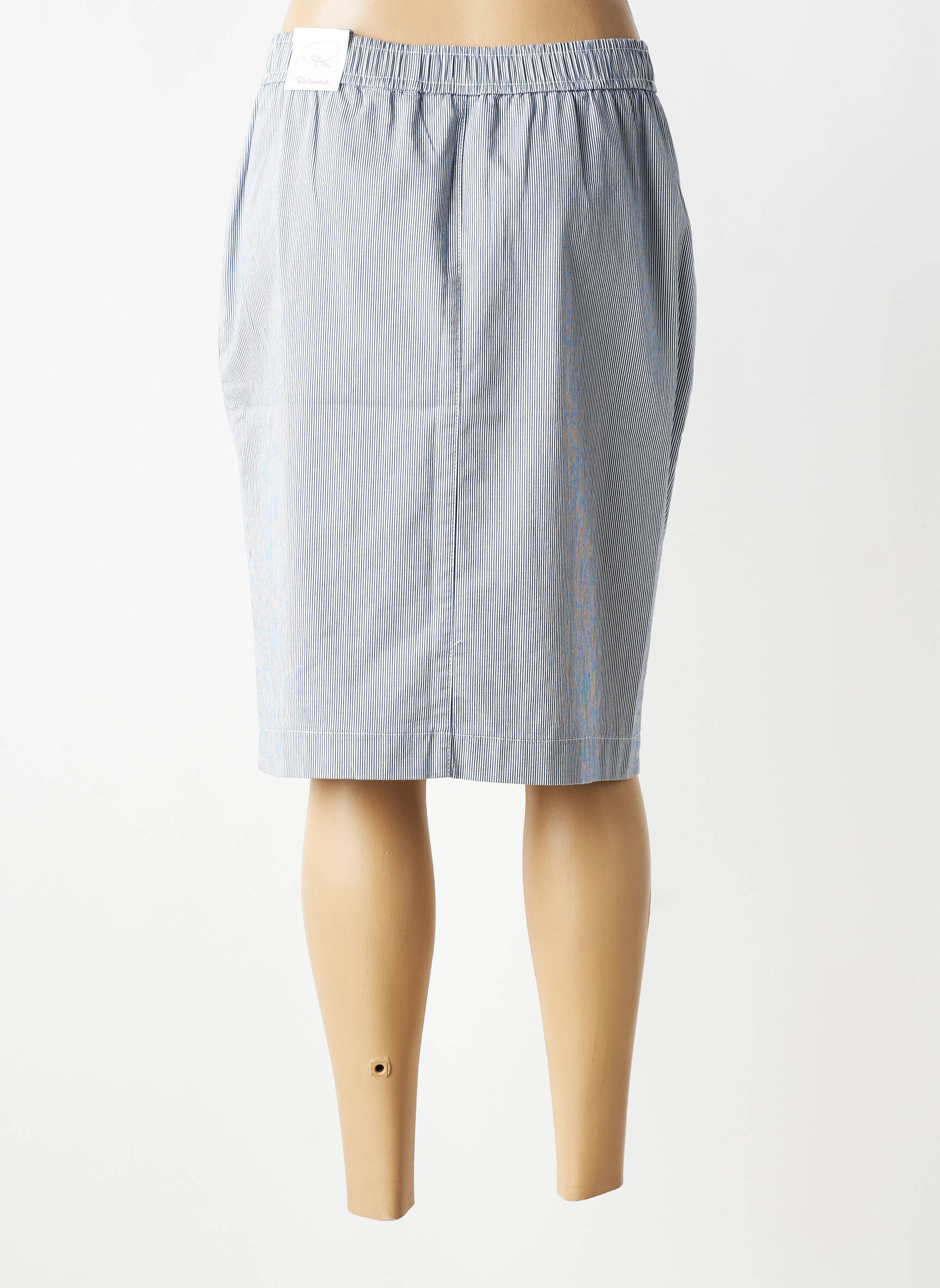 Jupe mi-longue coupe droite bleu TONI femme