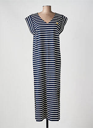 Robe longue manches courtes manches courtes bleu ELLE EST OU LA MER femme