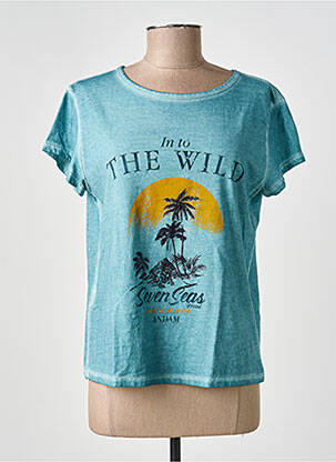T-shirt coupe droite manches courtes bleu ANDAM femme