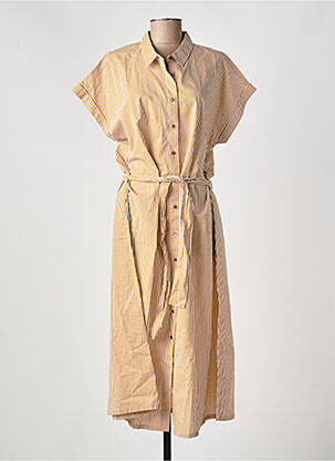 Robe longue manches courtes manches courtes jaune ELLE EST OU LA MER femme