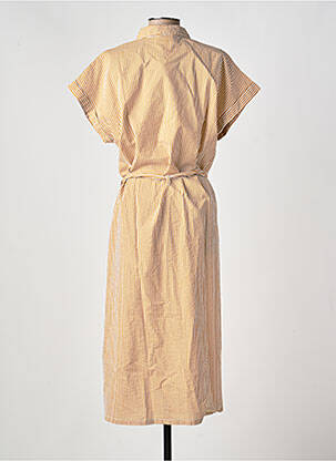 Robe longue manches courtes manches courtes jaune ELLE EST OU LA MER femme