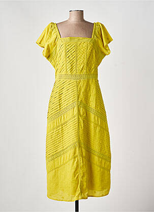 Robe longue manches courtes manches courtes vert MD'M femme