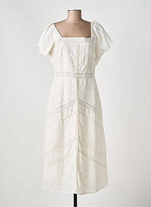 Robe longue manches courtes manches courtes beige MD'M femme