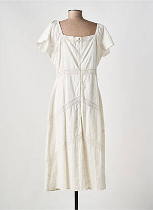 Robe longue manches courtes manches courtes beige MD'M femme