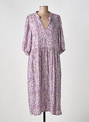 Robe longue imprimé fleurs manches 3/4 violet ANDAM femme