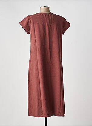 Robe mi-longue tissage crêpe manches courtes marron AGATHE & LOUISE femme
