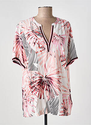 Blouse tissage popeline manches courtes rose TONI femme