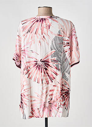 Blouse tissage popeline manches courtes rose TONI femme
