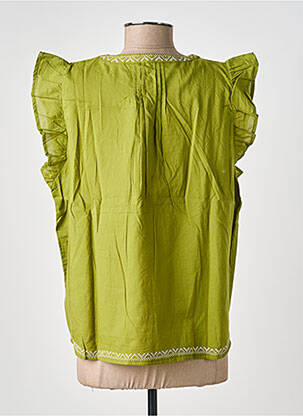 Blouse tissage popeline manches courtes vert MD'M femme