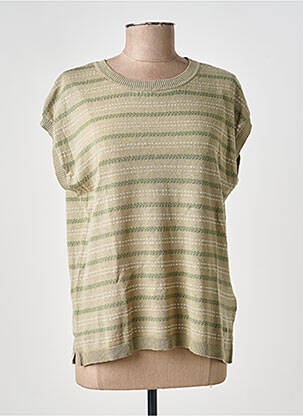 Pull coupe cintrée manches courtes vert ANDAM femme