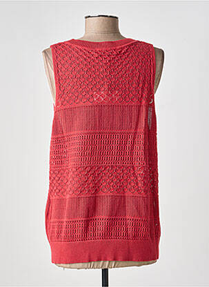 Pull maille ajourée sans manche rouge ANDAM femme