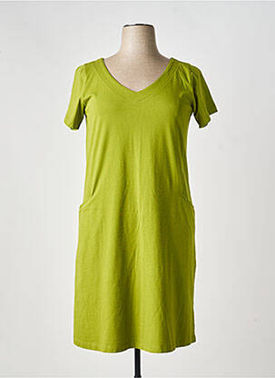 Robe mi-longue manches courtes manches courtes vert AGATHE & LOUISE femme