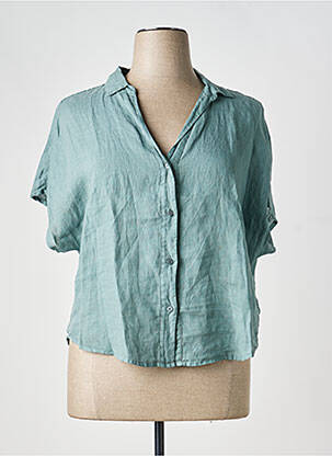 Chemisier manches courtes manches courtes vert ANDAM femme