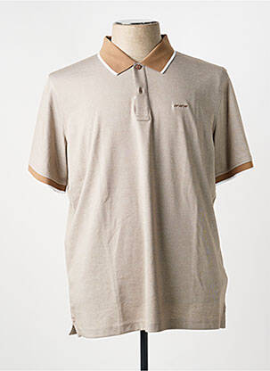 Polo tissage chiné manches courtes marron MISE AU GREEN homme