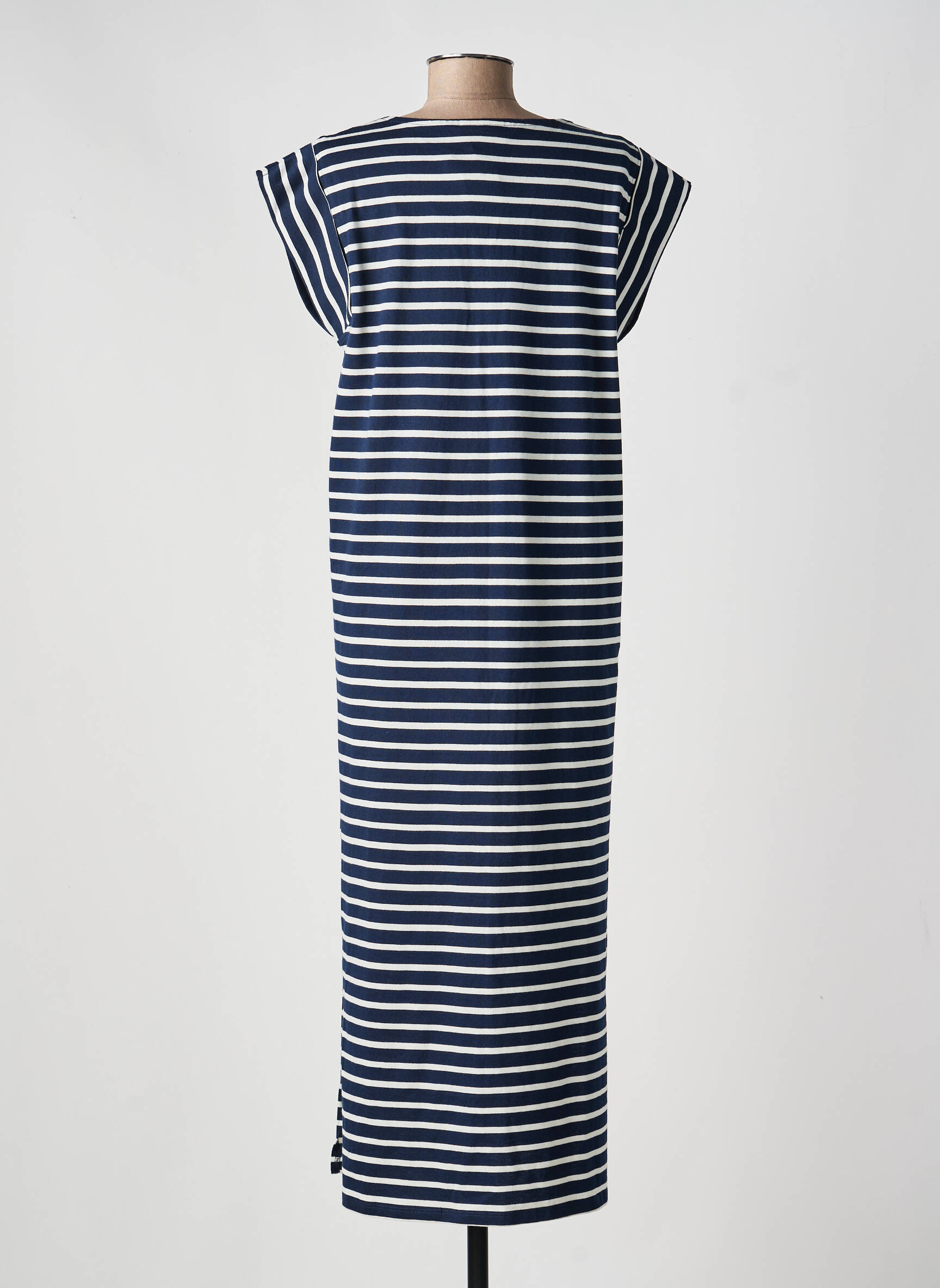 Robe longue manches courtes manches courtes bleu ELLE EST OU LA MER femme