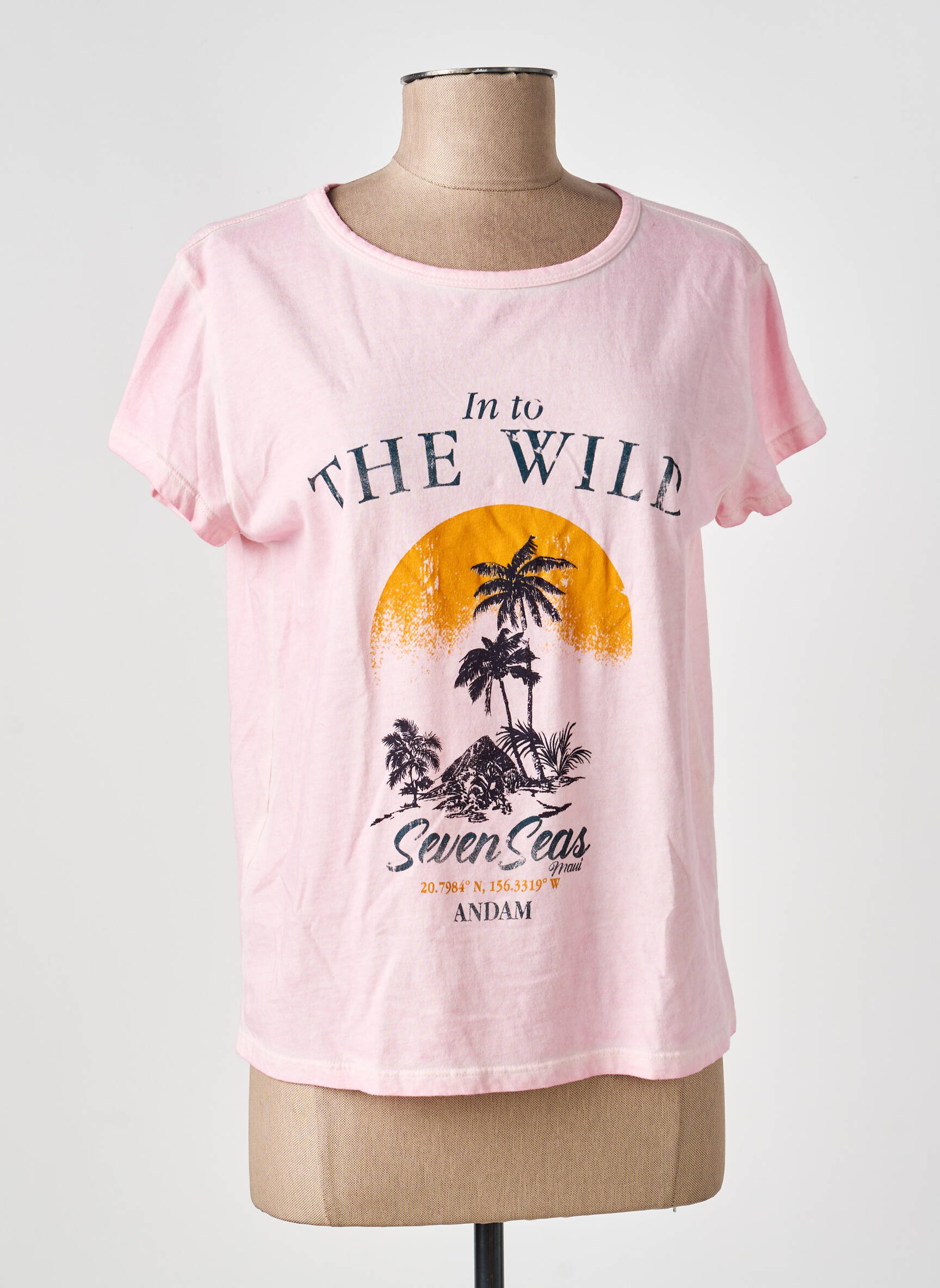 T-shirt coupe droite manches courtes rose ANDAM femme