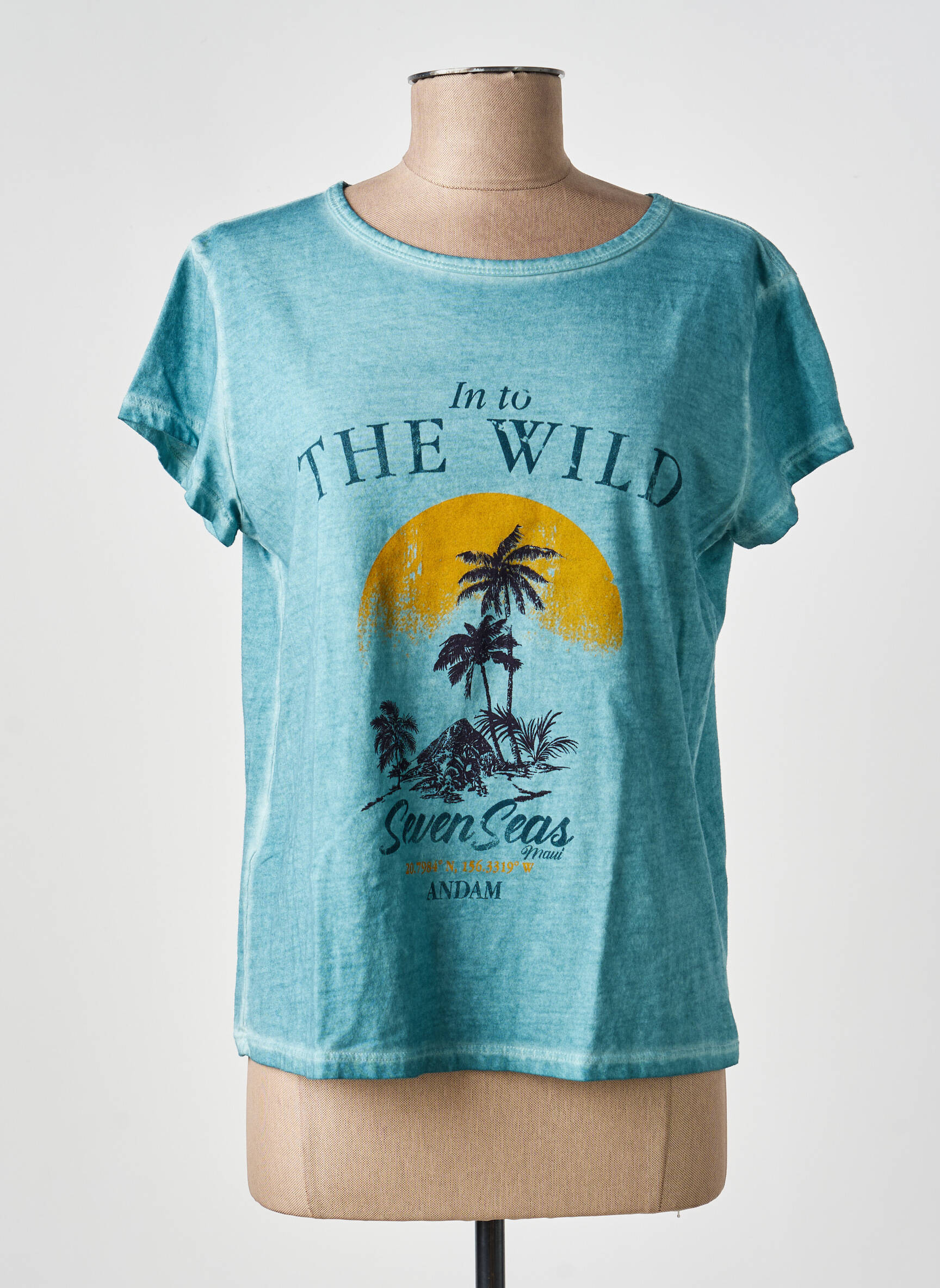 T-shirt coupe droite manches courtes bleu ANDAM femme